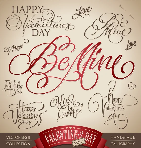 Conjunto de letras de mano de San Valentín (vector ) — Archivo Imágenes Vectoriales