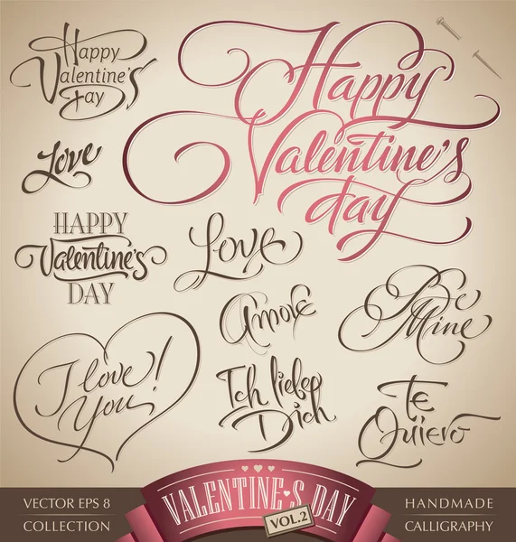 Conjunto de letras de mano de San Valentín (vector ) — Vector de stock