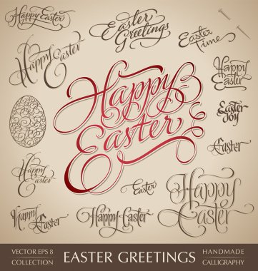 Easter greetings hand lettering set (vector) clipart