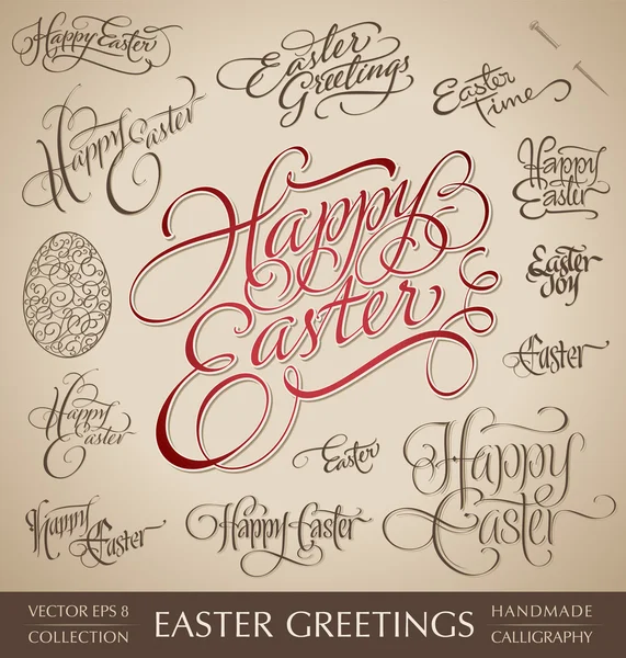 Easter greetings hand lettering set (vector) — Stock Vector