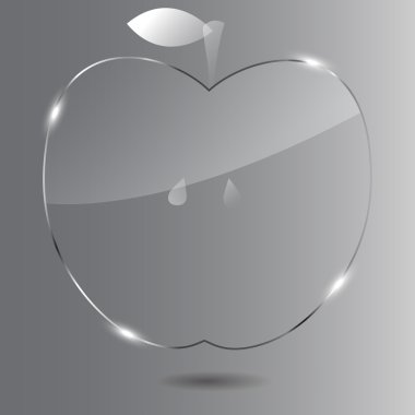 Realistic glass apple illustration.