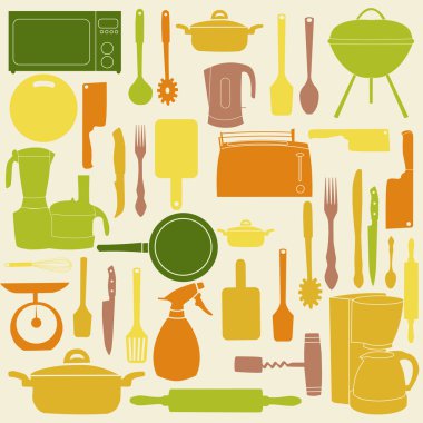  illustration of kitchen tools for cooking