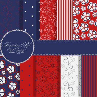 Set of beaautiful red and blue paper for scrapbook