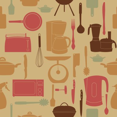  illustration seamless pattern of kitchen tools for cookin