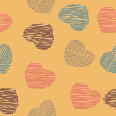 Heart vintage seamless pattern love background