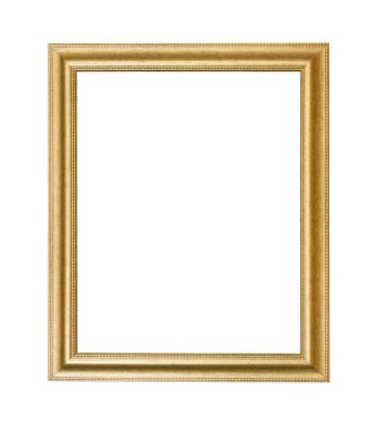 Gold photo frame over white background