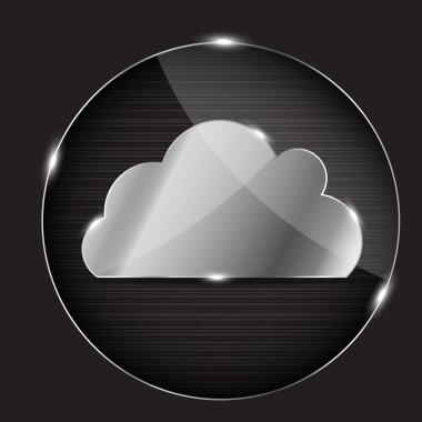  glass button with cloud icon