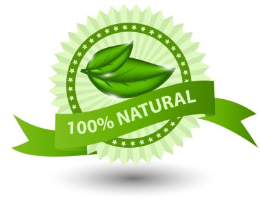 100% natural green label isolated on white illustration clipart