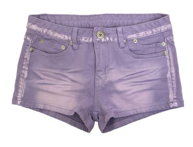 Purple fashion denim shorts isolated on white background clipart