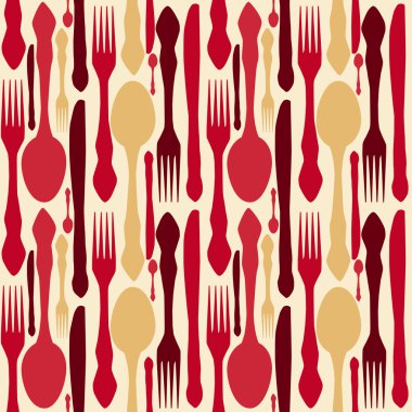 Seamless pattern with forks, spoons end knifes illustrat