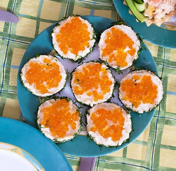 stock image Red caviar sandwich