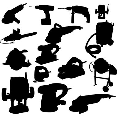 Collection of power tool silhouette