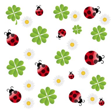  clover leaf with ladybird seamless pattern