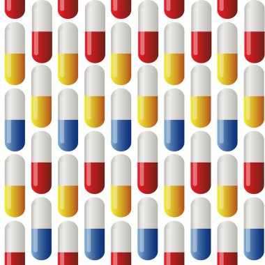 Medicine seamless pattern. Colorful tablets Illus