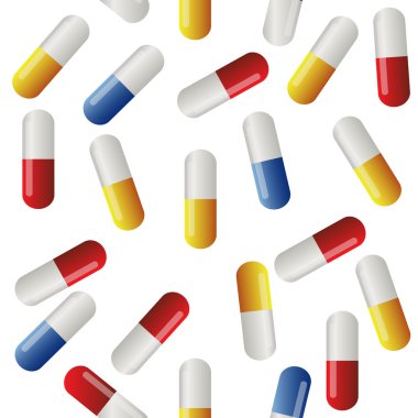 Medicine seamless pattern. Colorful tablets Illus