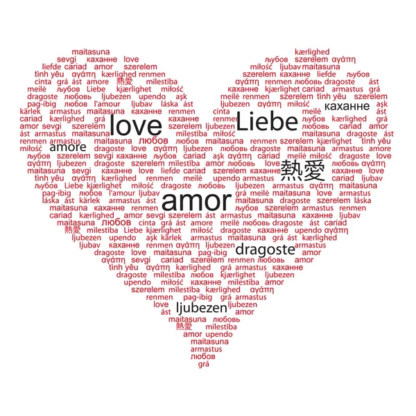 stock image Love concept word in many languages of the world in red and blac