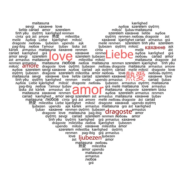 stock image Love concept word in many languages of the world in red and blac