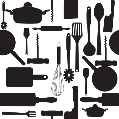 seamless pattern of kitchen tools clipart