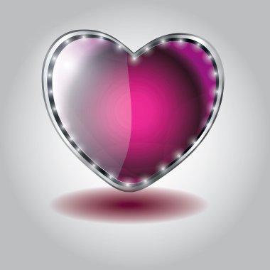 Pink heart shaped glass button illustration on valentine