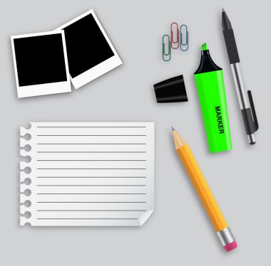 Various office supplies illustration on business theme