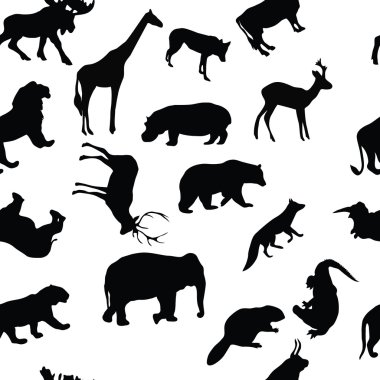 Wild animals seamless pattern background clipart