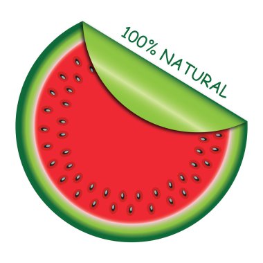 Icon watermelon slice with with rolled corner illustrat