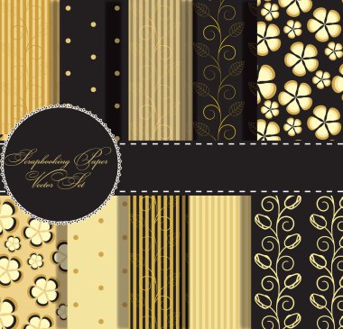 Set of beaautiful gold and black paper for scrapbook