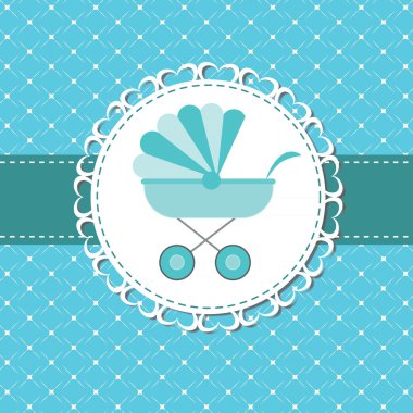  illustration of pink baby carriage for newborn boy