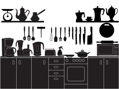  illustration of kitchen tools for cooking