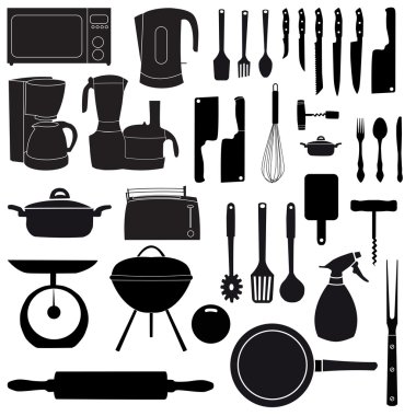  illustration of kitchen tools for cooking