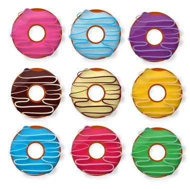 Colorful delicious donuts isolated on white background i
