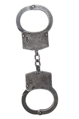 Metal handcuffs for hands on a white background clipart