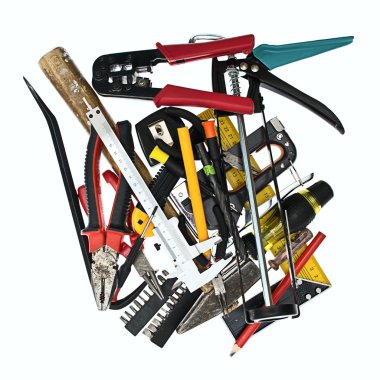 Pile of Construction Tools isolated on white. clipart