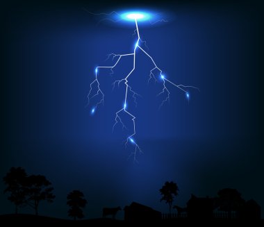  illustration of Lightning of dark blue background