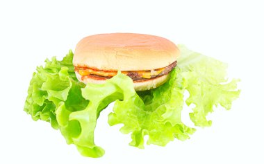 Beyaz arka plan üzerinde izole salata Burger.