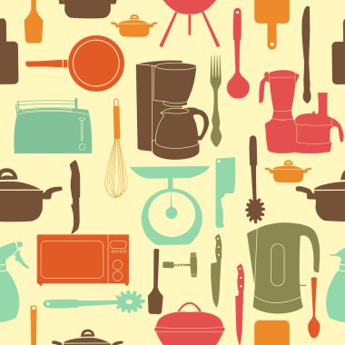  illustration seamless pattern of kitchen tools for cookin