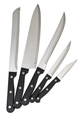 Kitchen knives isolated on a white background clipart