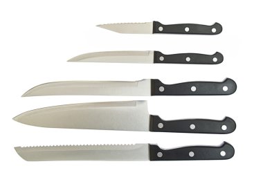 Kitchen knives isolated on a white background clipart