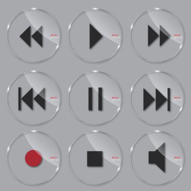 Set of media glass icons illustration