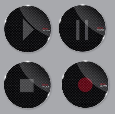 Set of media glass icons illustration