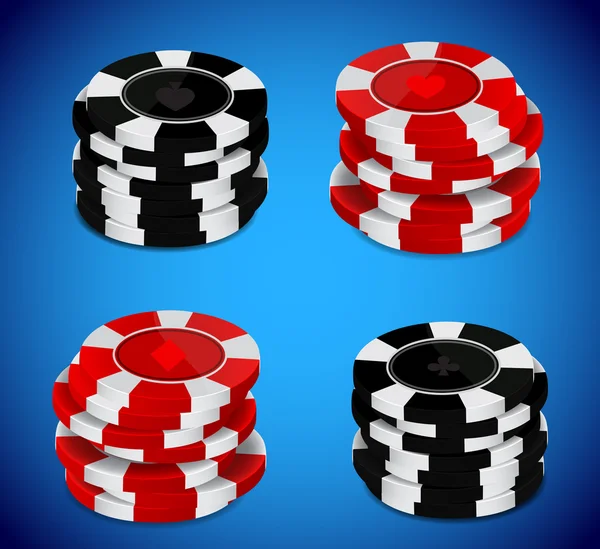 Pilha de fichas de casino — Vetor de Stock