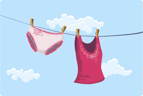Séchage des vêtements girly — Image vectorielle
