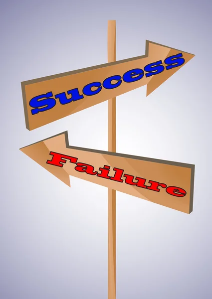 Dřevěné šípy úspěch a neúspěch — Stockový vektor