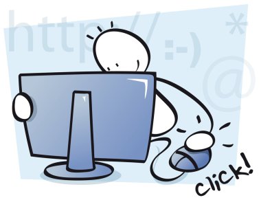 Funny kid internet browsing clipart