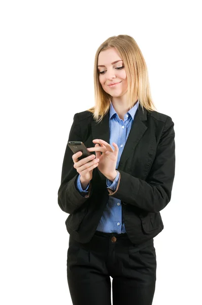Business woman working with the phone — Stock Photo, Image