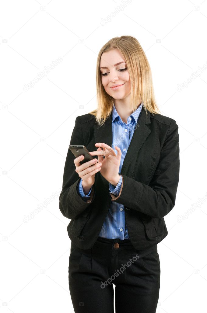 Business woman working with the phone
