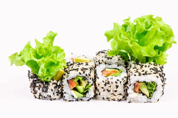 Sushi set s leawes salátem — Stock fotografie