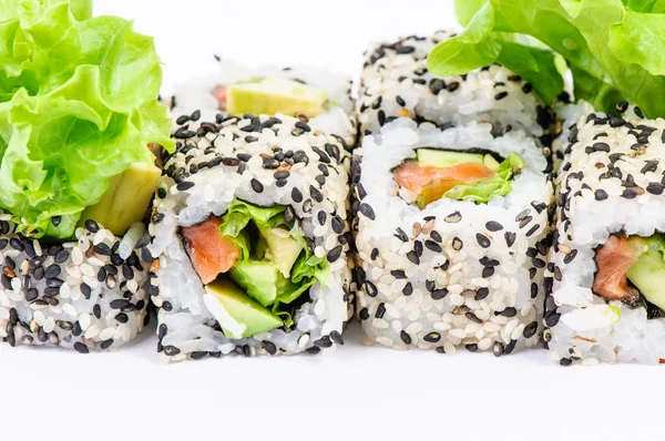 Sushi z leawes sałatka — Zdjęcie stockowe