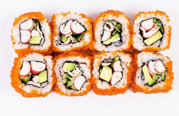 Sushi set with crab meat, avocado and red caviar — Stock Photo, Image