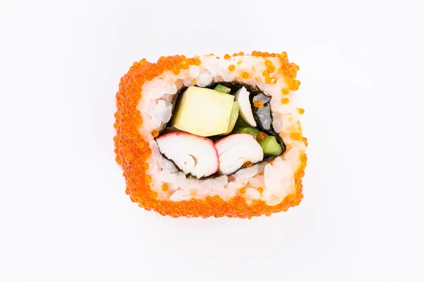 Sushi with crab meat, avocado and red caviar — Stock Photo, Image